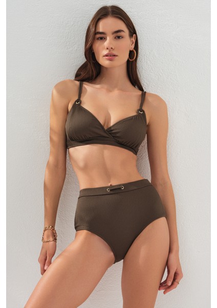 Pierre Cardin Balenli Toparlayıcı Ince Askılı Bikini Takım Haki 231214