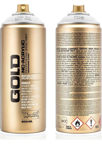 Montana Gold Akrilik Sprey Boya 400ML Disco White (Fluo) F9100 modelleri