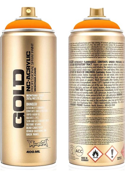 Montana Gold Akrilik Sprey Boya 400ML Power Orange (Fluo) F2000 modelleri