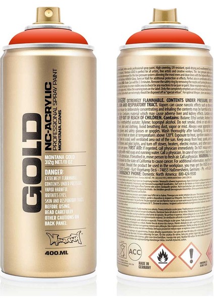 Montana Gold Akrilik Sprey Boya 400ML Red Orange 2090 modelleri