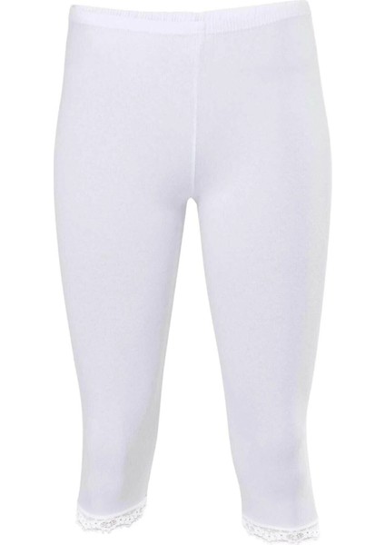 5 Adet, Kadın Ince Dantel Detaylı Kapri Tayt %92 Pamuk, %8 Elastan Beyaz fiyatları