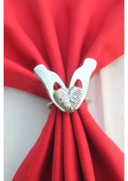 6 Adet Gümüş Love is a Passion Peçete Halkası - Napkin Ring