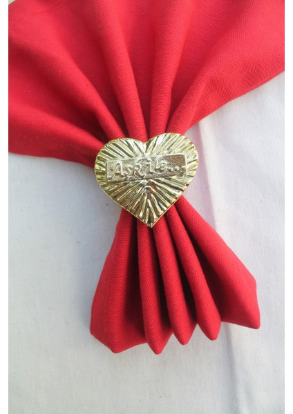 6 Adet Gold Aşk ile... Yazılı Kalp Metal Peçete Halkası - Napkin Ring fiyatları