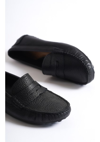 202-S Oval Burunlu Kadın Siyah Babet & Loafer Ayakkabı