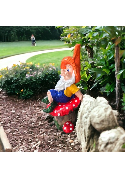 Mantar Üstünde Oturan Cüce Bahçe Balkon Dekor Ürünü fiyatları