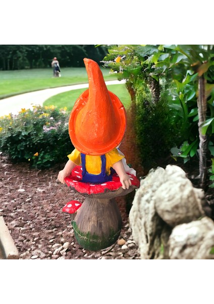 Mantar Üstünde Oturan Cüce Bahçe Balkon Dekor Ürünü modelleri