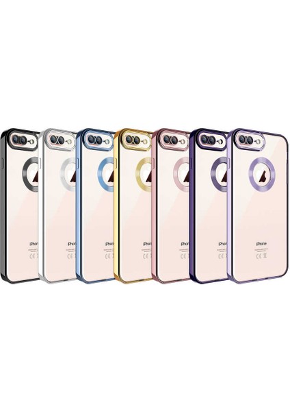 Apple iPhone 8 Plus Kenarları Renkli Kamera Korumalı Kılıf Kapak