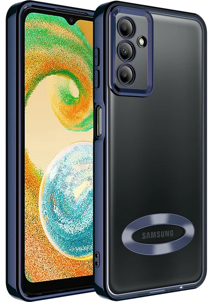 Galaxy A34 Kılıf 5d Kamera Lens Korumalı Plating Logo Gösteren Kenarları Renkli Arkası Şeffaf Silikon