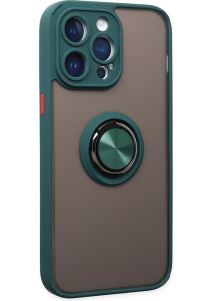 iPhone 14 Pro Kılıf Standlı Yüzüklü Buzlu Tasarım Arka Kapak