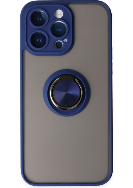 iPhone 14 Pro Max Kılıf Standlı Yüzüklü Buzlu Tasarım Arka Kapak
