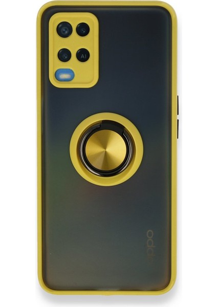 Oppo A54 4g Kılıf Standlı Yüzüklü Buzlu Tasarım Arka Kapak