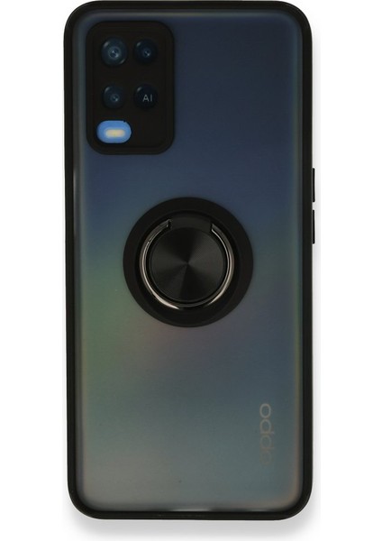 Oppo A54 4g Kılıf Standlı Yüzüklü Buzlu Tasarım Arka Kapak
