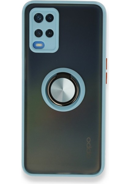 Oppo A54 4g Kılıf Standlı Yüzüklü Buzlu Tasarım Arka Kapak