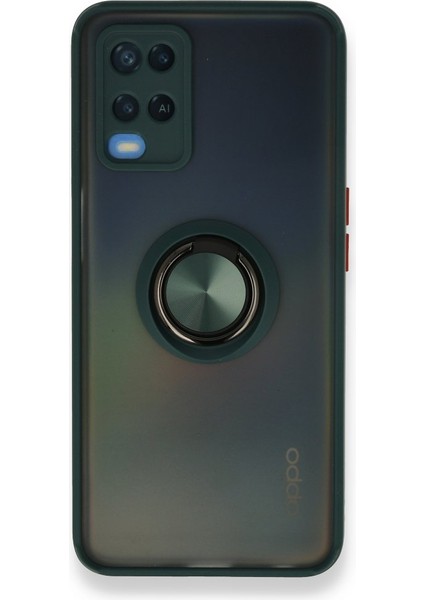 Oppo A54 4g Kılıf Standlı Yüzüklü Buzlu Tasarım Arka Kapak