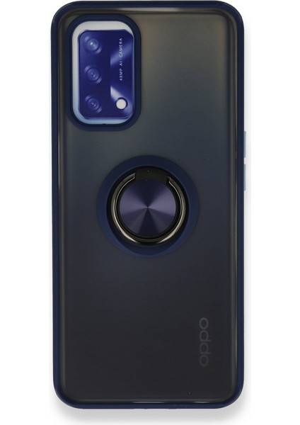 Oppo A74 4g Kılıf Standlı Yüzüklü Buzlu Tasarım Arka Kapak