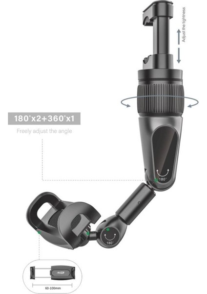 X-View 360 Derece Dönebilen Araç İçi Telefon Tutucu - Dikiz Aynasına Kurulumlu