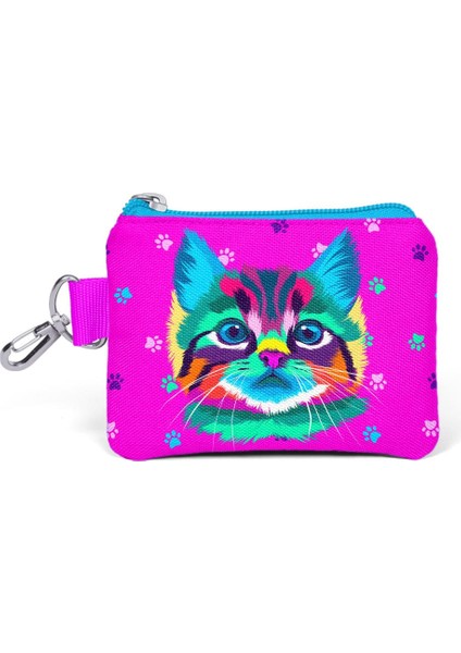Kids Mor Pembe Kedi Desenli Bozuk Para Çantası 21866