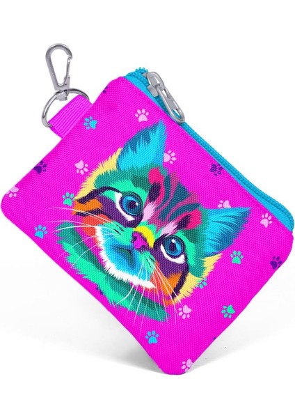 Kids Mor Pembe Kedi Desenli Bozuk Para Çantası 21866 modelleri