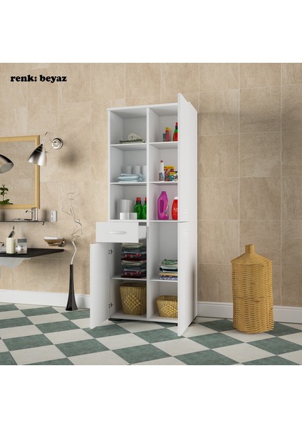 3 Kapaklı Tek Çekmeceli Raflı Banyo Dolabı Çok Amaçlı Dolap fiyatları