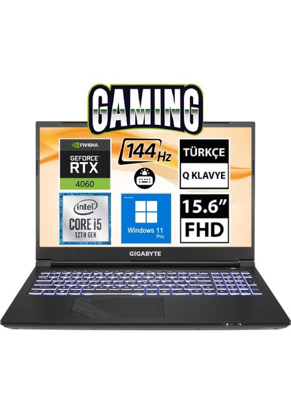 G5 KF-E3EE313SD07 I5-12500H 32GB 512SSD RTX4060 15.6" Fullhd W11P Taşınabilir Bilgisayar