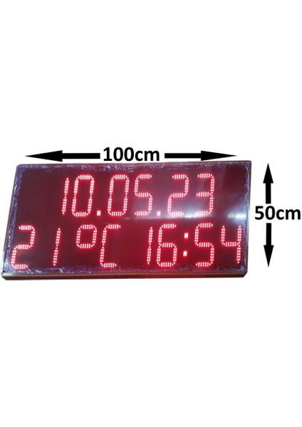Sanec Dijital Saat, Derece ve Tarih Tabelası (Kasa Ölçüsü: 100X50 Cm)