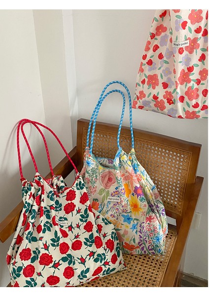 Moda Küçük Çiçek Kanvas Omuz Çantası (Yurt Dışından) modelleri