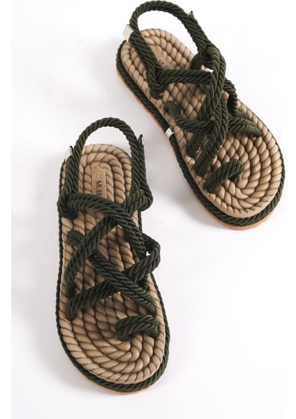 MBFRD22104-HK Kadın Platform Halat Ip Sandalet modelleri