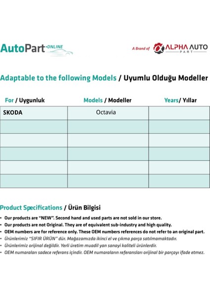 Skoda Octavia Için Kilit Tamir Seti