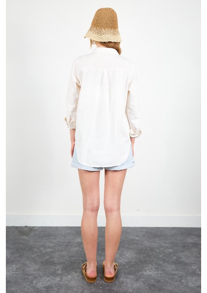 Natural Apoletli Pamuk Kadın Gömlek fırsatları