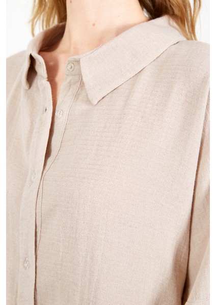 Bej Müslin Parçalı Kadın Gömlek indirimleri