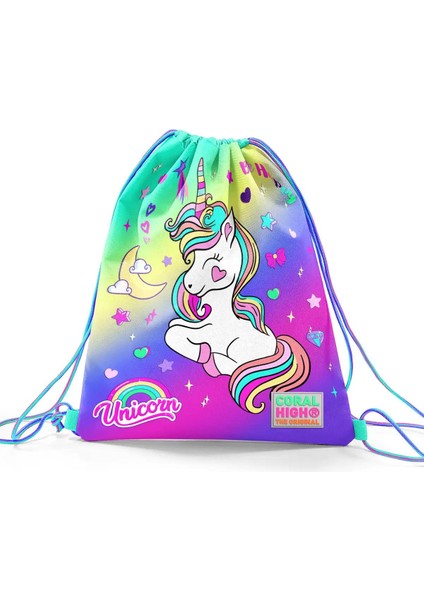 Kids Lavanta Su Yeşili Unicorn Desenli Ipli Büzgülü Sırt Çantası 22429 fiyatları