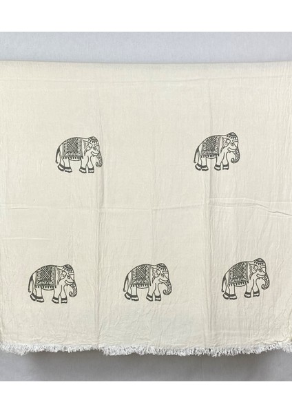 Elde Tahta Baskı Gri Fil Desenli Müslin Peştemal Taş Baskılı Buldan Pamuklu Peştemali modelleri