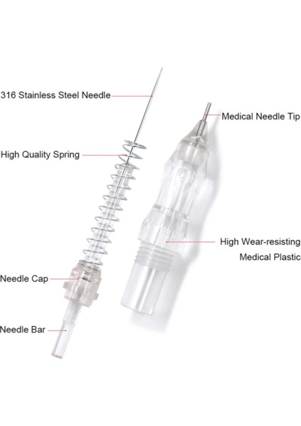 Kalıcı Makyaj Iğnesi 0,16 mm 20 Adet 1r Rosevelt Vidalı Contalı Metal Uçlu modelleri
