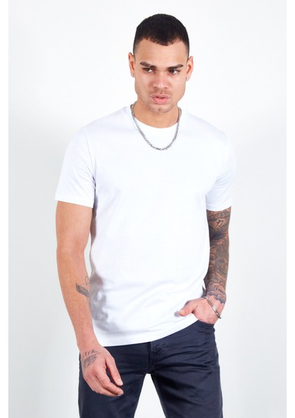 Beyaz Erkek Basic T-Shirt
