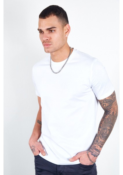 Beyaz Erkek Basic T-Shirt fiyatları