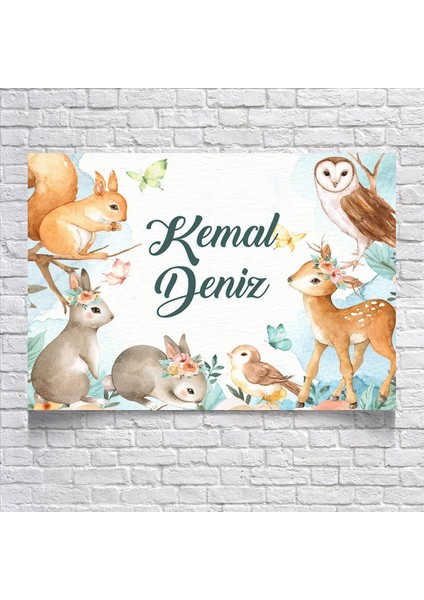 Ormanda Ki Sevimli Hayvanlar Temalı Doğum Günü AFIŞI35 x 50 cm