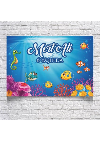 Deniz ve Balık Temalı Doğum Günü Afişi35 x 50 cm
