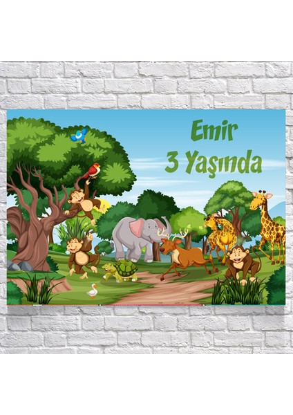 Safari Temalı Doğum Günü AFIŞI35 x 50 cm
