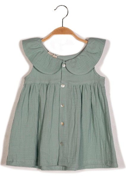 Kız Bebek Yakası Volanlı Müslin Elbise modelleri