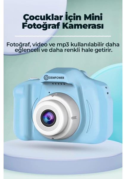 Çocuk Mini Dijital Fotoğraf Makinesi 1080P Hd Mavi