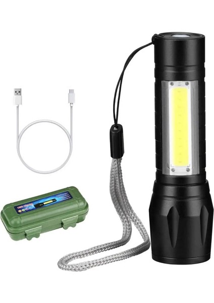 DMR1851 Ultra Güçlü 2500 Lumen 5W Cob LED USB Şarjlı El Feneri Avcılık,kamp Feneri Deprem Çantalık Fener