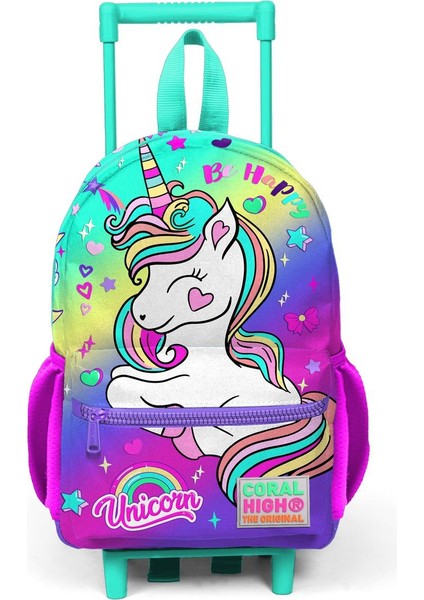 Minik Yuva Çekçekli Sırt Çantası Lavanta Su Yeşili Unicorn Desenli Iki Bölmeli 24029 modelleri