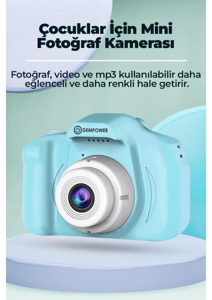 Çocuk Mini Dijital Fotoğraf Makinesi 1080P Hd Açık Mavi