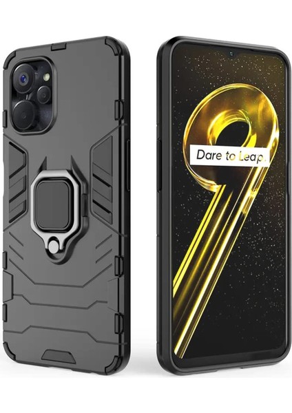 Realme 9i 4g Batman Serisi Yüzük Standlı Armor Kılıf - Siyah AL3349