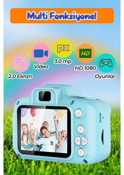 Çocuk Mini Dijital Fotoğraf Makinesi 1080P Hd Açık Mavi