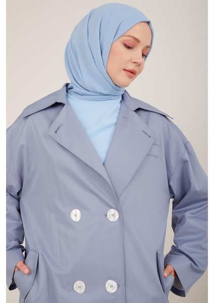 Yarım Astarlı Pamuk Oversize Kap 23Y7007 Gri Mavi