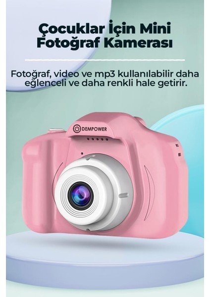 Çocuk Mini Dijital Fotoğraf Makinesi 1080P Hd Pembe