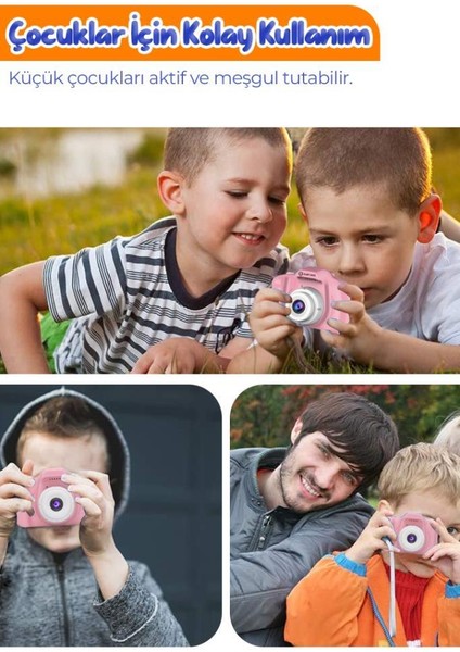 Çocuk Mini Dijital Fotoğraf Makinesi 1080P Hd Pembe