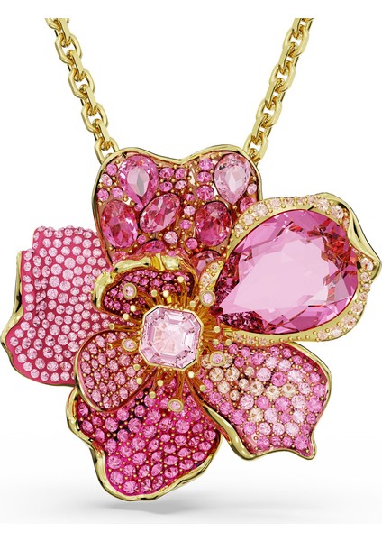 5652068 Swarovski Kolye Florere Pendant And Brooch, Pave, Flower, Pink, Gold-Tone Plated