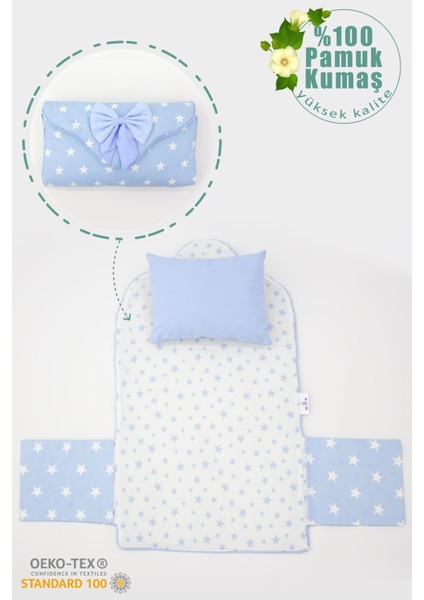 Çantalı Bebek Alt Açma Pedi/minder, Elyaf Dolgulu, Pamuklu Kumaş, Yıldız Desen